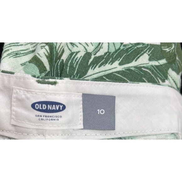 OLD NAVY Shorts Women's Size 10 Green/White Floral All Over Print Linen Summer - Picture 10 of 11
